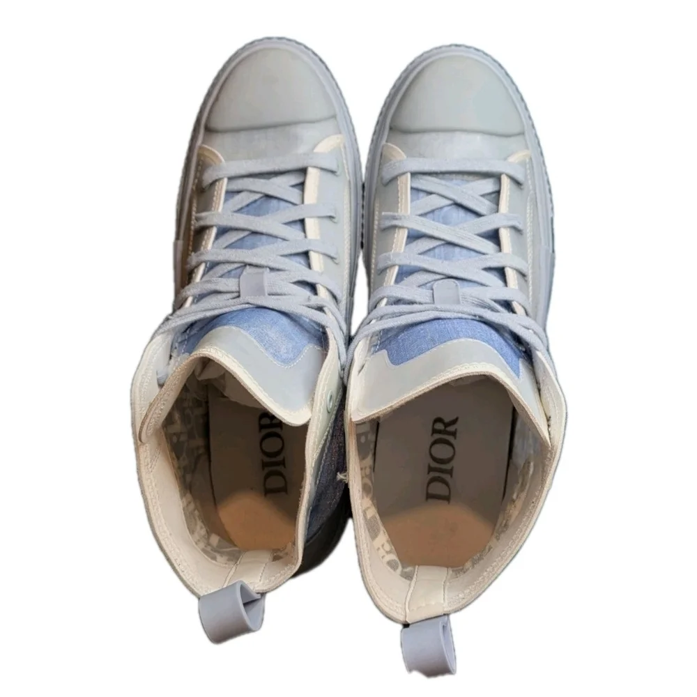 Dior B23 Daniel Arsham Oblique Light Blue Limited Edition HighTop Sneakers US 12 - Picture 4 of 16